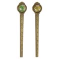 thumbnail image 1 of Unique Bargains 2pcs Métal Marque-Page Règle 10cm Marque-Page Vintage Métrique, Jaune et Vert, 1 of 7