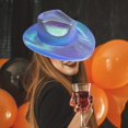 thumbnail image 4 of Cowboy Party Hat Light up Holographic Rave Caps Funny Hats Sparkly Glitter Space, 4 of 8