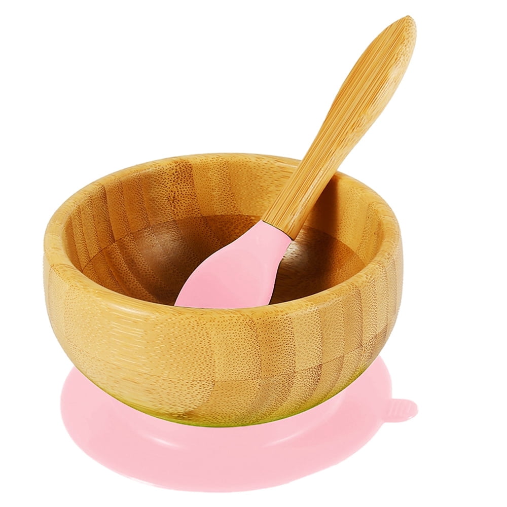 MesaSe Baby Bowl and Spoon Set Natural Bamboo Toddle Tableware