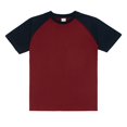 thumbnail image 1 of Ediodpoh Men’s Raglan Contrast T Shirt 230g Solid Color Retro Heavy Shoulder T Shirt Pure Cotton Matching Color Loose Short Sleeve Tops for Men Trendy Red L, 1 of 4