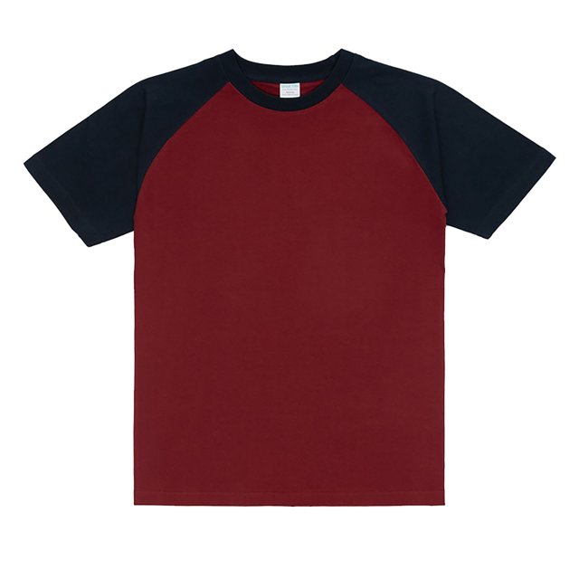 Ediodpoh Men’s Raglan Contrast T Shirt 230g Solid Color Retro Heavy Shoulder T Shirt Pure Cotton Matching Color Loose Short Sleeve Tops for Men Trendy Red L
