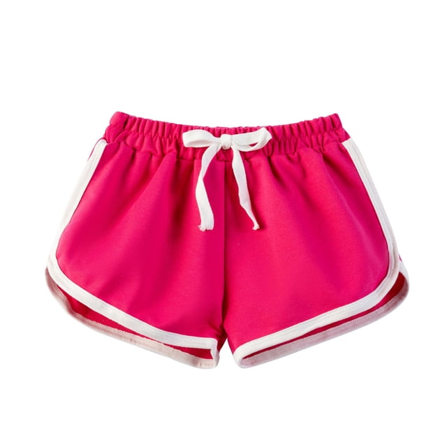 Girl Gym Shorts Pockets New Girls Athletic Shorts Active Performance Shorts Kids Summer Sports Shorts Running Yoga Shorts with Drawstring Pinks 14 Years
