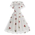 thumbnail image 2 of Été jusqu'à 65 % de Rabais Iumwxz Robe à Col Rond à Manches Courtes pour Femmes Robe en Tulle Tunique à Fermeture Éclair Robe de Princesse Robes à Imprimé de Fruits Robes d'Été pour Femmes Robe Habillée pour Porter à l'Extérieur, 2 of 6