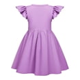 thumbnail image 4 of FhsagQ Robes pour Filles Enfants Filles Manches Volantées Col Rond Robes Enfants Été Robe à Manches à Volants Petite Fille le 7 Juillet Robes Taille 10 Printemps Violet 5-6 Ans, 4 of 5