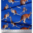 thumbnail image 3 of Soimoi Blue Rayon Fabric Kangaroo & Giraffe Animal Decor Fabric Printed Yard 42 Inch Wide, 3 of 3