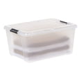 thumbnail image 3 of IRIS 42 L Plastic Storage Bins with Lids Clear Latching Stackable Totes, 4 Pack, 3 of 10