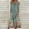 thumbnail image 1 of Babysbule Liquidation Robes d'Automne pour Femmes Mode Femmes Décontracté Élégant Col Rond Imprimé Été Manches Longues Poches Robe, 1 of 5