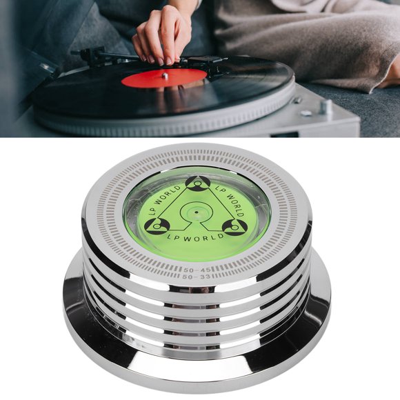 Aluminum Turntable Disc Clamp with Bubble Leveling, LP Record Weight Stabilizer for Improved Sound Quality, Universal Fit