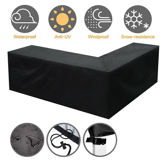 Housse de Meuble d'Angle en L Imperméable pour Extérieur pour Jardin, Patio, Canapé en Rotin