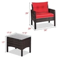 thumbnail image 3 of Costway Ensemble de Conversation d'Extérieur 3 Pcs en Rotin, Canapé et Fauteuil Rembourrés Rouges, 3 of 9