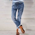 thumbnail image 2 of 2025 Femmes Imprimé Rue Denim Femmes Ample Lavé Poli Taille Classique Plus Déchiré Jeans Denim, 2 of 6