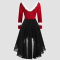 thumbnail image 4 of TJAZFJPA Robe de Ballet Femme Noël Patchwork Col en V Panneau Manches Longues Col en V Robe Asymétrique Noire Robe d'Invité de Mariage Longues Robes pour Femmes Fête, 4 of 7