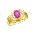 thumbnail image 4 of RYLOS Men's Rings Yellow Gold Plated Silver Rings Classic Designer Style 9X7MM Gemstone &  Diamond Ring Star Ruby July Birthstone Rings For Men Size 10, 4 of 7