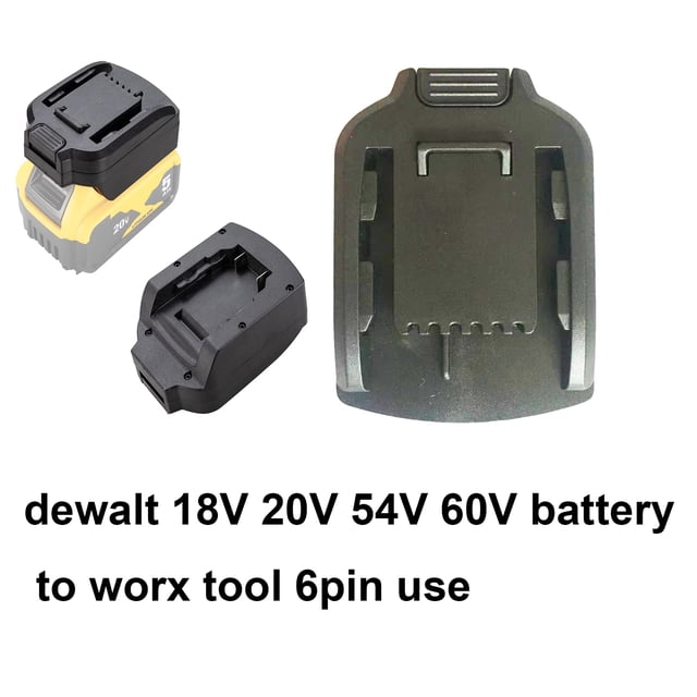 Battery adapter for De*walt 18v 20V 60V Battery use on Worx-6Pin Power tools