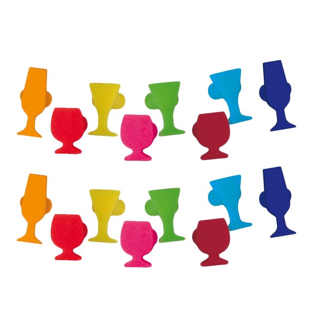 Marqueurs de Verre à Vin en Silicone de Couleur Assortie 16 Pcs Outils de Reconnaissance Réutilisables pour Tasses à Vin