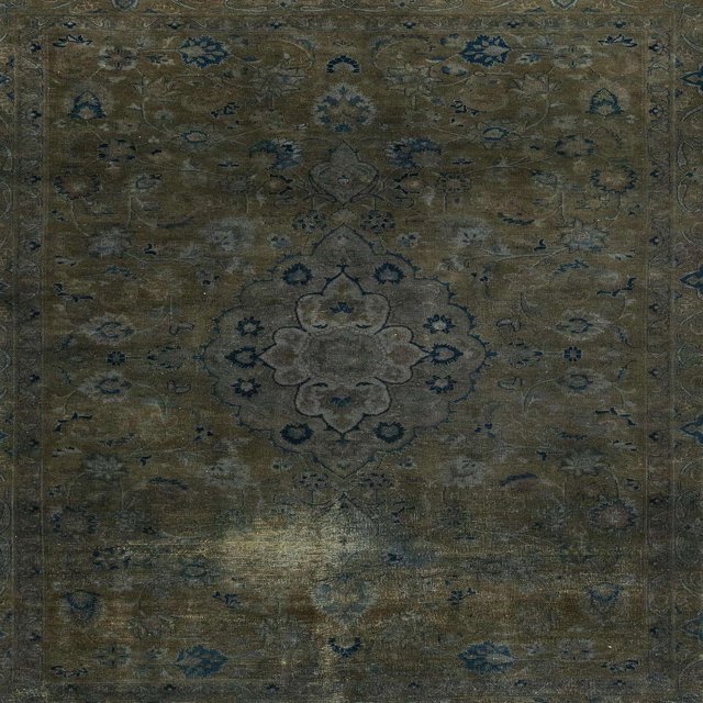 Ahgly Company Tapis d'Intérieur Carré Abstrait Vert Armée, 5 Pieds Carré