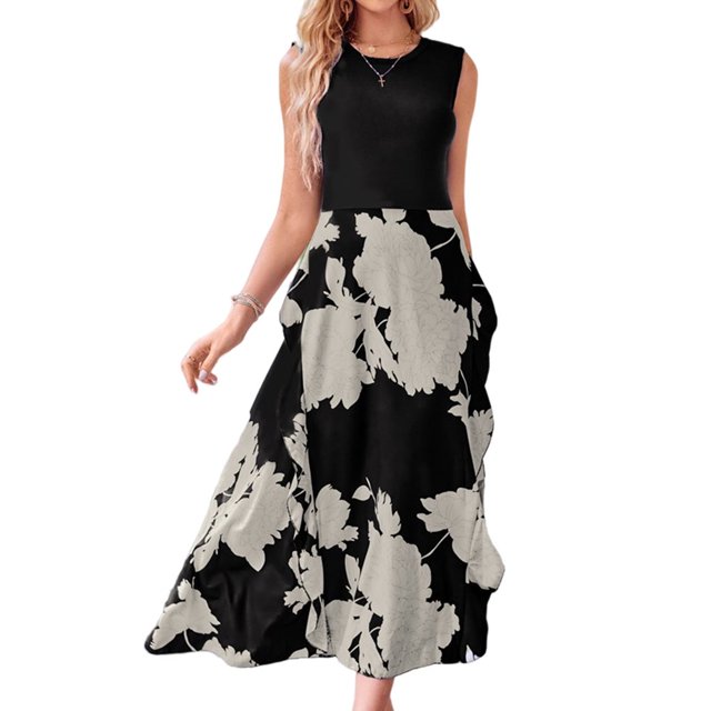 EIMELI Robe Élégante pour Femmes Mode Robe Fendue Irrégulière Décontractée Simple Bord de Mer Vacances