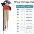 thumbnail image 4 of 9Pcs Metric Allen Key Set Metal Hex Key Allen Wrench Set 9 Sizes Chrome Vanadium Steel Long Arm Hex Key Kit with Ball End and Color Coding for Repair Furniture Car Bike Toy, 4 of 11