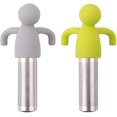 thumbnail image 1 of Tea Infuser Cute Tea Strainer for Loose Tea Fine Mesh Stainless Steel Tea Ball Steeper & Diffuser with SIlicone Lid for Tea Cup & Mug, Gray and Green 2 Pack, 1 of 7