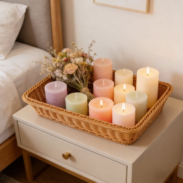 Dvkptbk plastic frame Imitation Rattan Woven Storage Tray Rectangular Wicker Basket for Kitchen Countertop Bathroom Organizer
