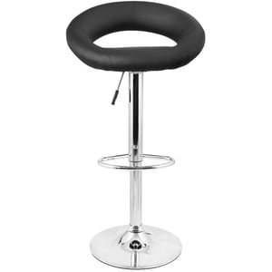 Nicer Furniture Mooncut PU Swivel Height Adjustable Bar Stool in Black