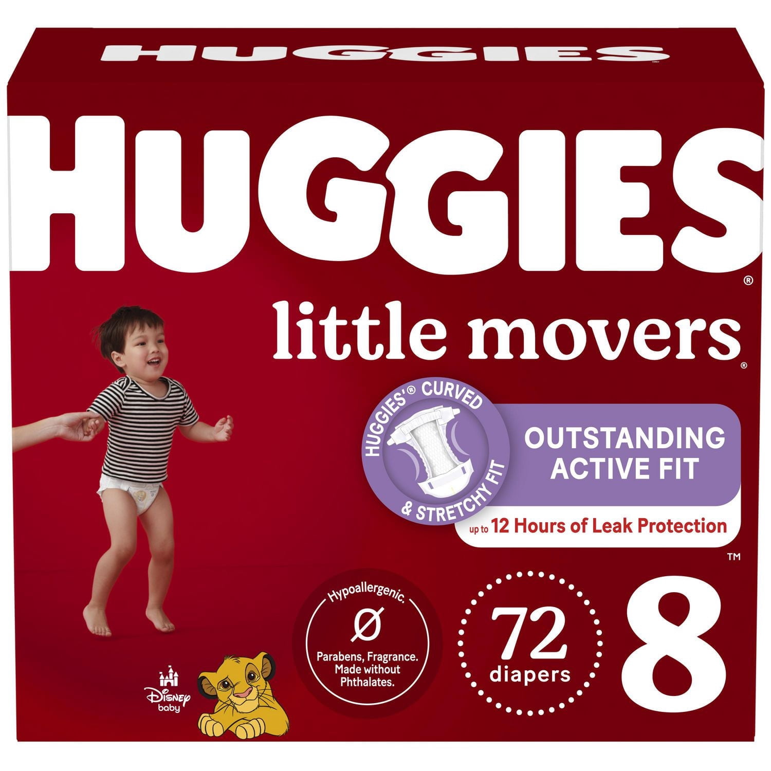 Huggies Little Movers Diapers, Econo Pack, Size 8, 72 Count