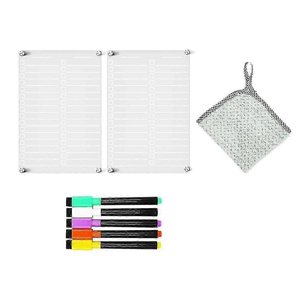 Tableau magnétique d'effacement sec pour réfrigérateur, tableau blanc de la liste des tâches acryliques claires 2-Pack