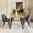 thumbnail image 1 of Homy Casa 5-Piece Dining Set, Walnut Wooden Kitchen Table with 4 Upholstered High-Back Grey Fabric Dining Chairs, Contemporary Live Edge Design, 1 of 10