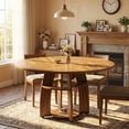 thumbnail image 1 of Modern Farmhouse 47-Inch Round Walnut Dining Table for 4-6 – Wood, Storage Shelf, Adjustable Leveling Feet, Easy Assembly & Cleaning – Walnut Wood, 1 of 7