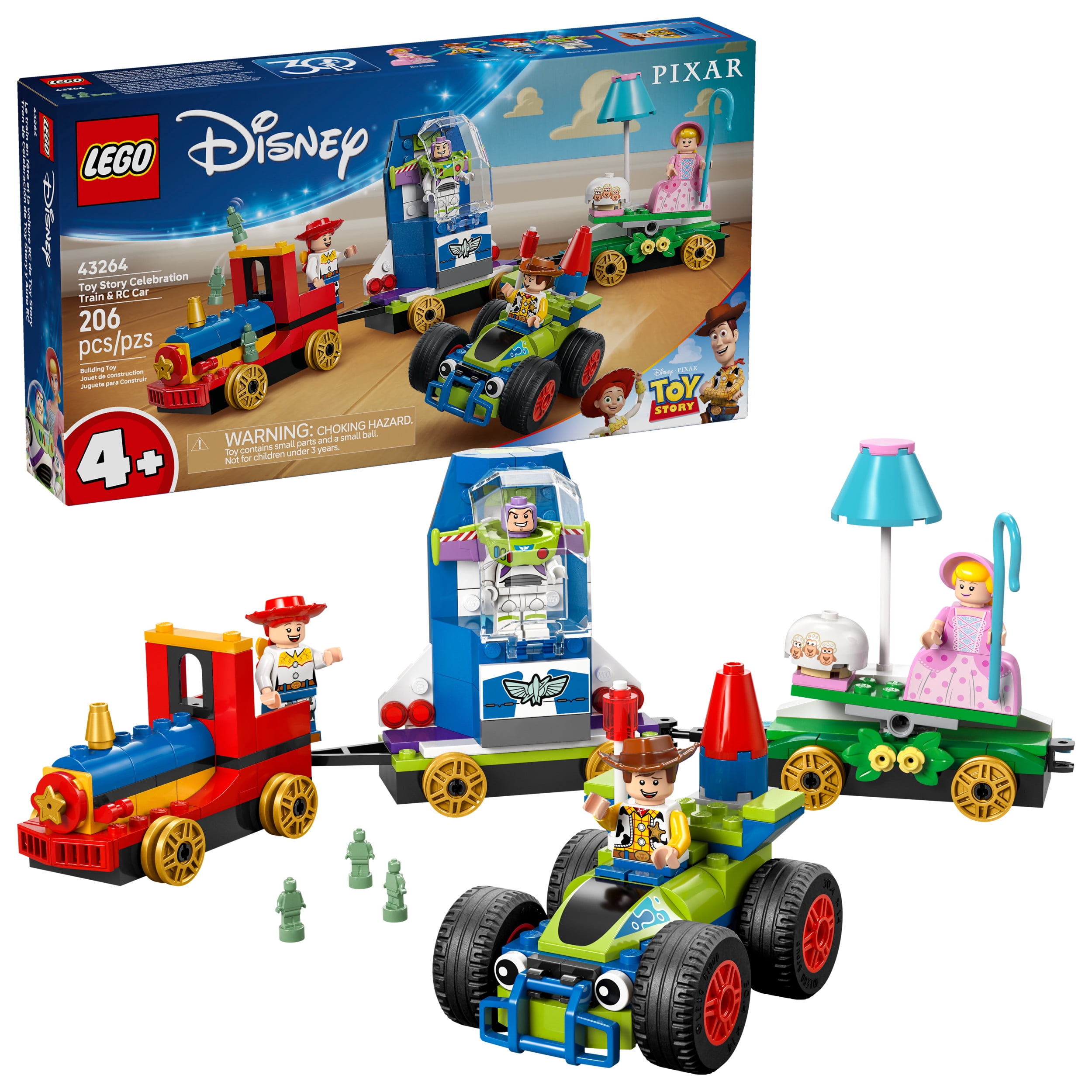 LEGO Disney et Pixar Le train en Fête et la Voiture RC de Toy Story, Ensemble de Jeu de Construction 43264