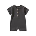 thumbnail image 2 of UPPADA Toddler Spring Outfits Toddler Baby Girl And Boys 2024 Summer Rompers Short Sleeve Crewneck Jumpsuits Cotton Ribbed Button Solid Infant Onesie Baby Girl Clothes 3-6 Months Clearance Sale, 2 of 4