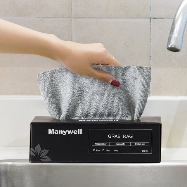 Dvkptbk Microfiber Cleaning Cloth,Reusable Microfiber Cleaning And Drying Wipes with Dispenser Box, Pack Of 20