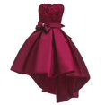 thumbnail image 4 of Robes Tutu Haute Basse pour Filles, Robe de Princesse pour Enfants, Robe de Demoiselle d'Honneur, Robe de Fête de Mariage, Robe de Communion pour Petites et Grandes Filles, Robe de Soirée Formelle, Robe de Bal, Rouge Vin 11-12 Ans, 4 of 4