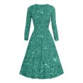 thumbnail image 3 of Offre à Durée Limitée Iumwxz Robe à Col en V à Manches Longues pour Femmes Tunique Robe de Performance Robe à Imprimé Brillant Robes Longues pour Femmes Robe Ample et Fluide pour la Rue, 3 of 3