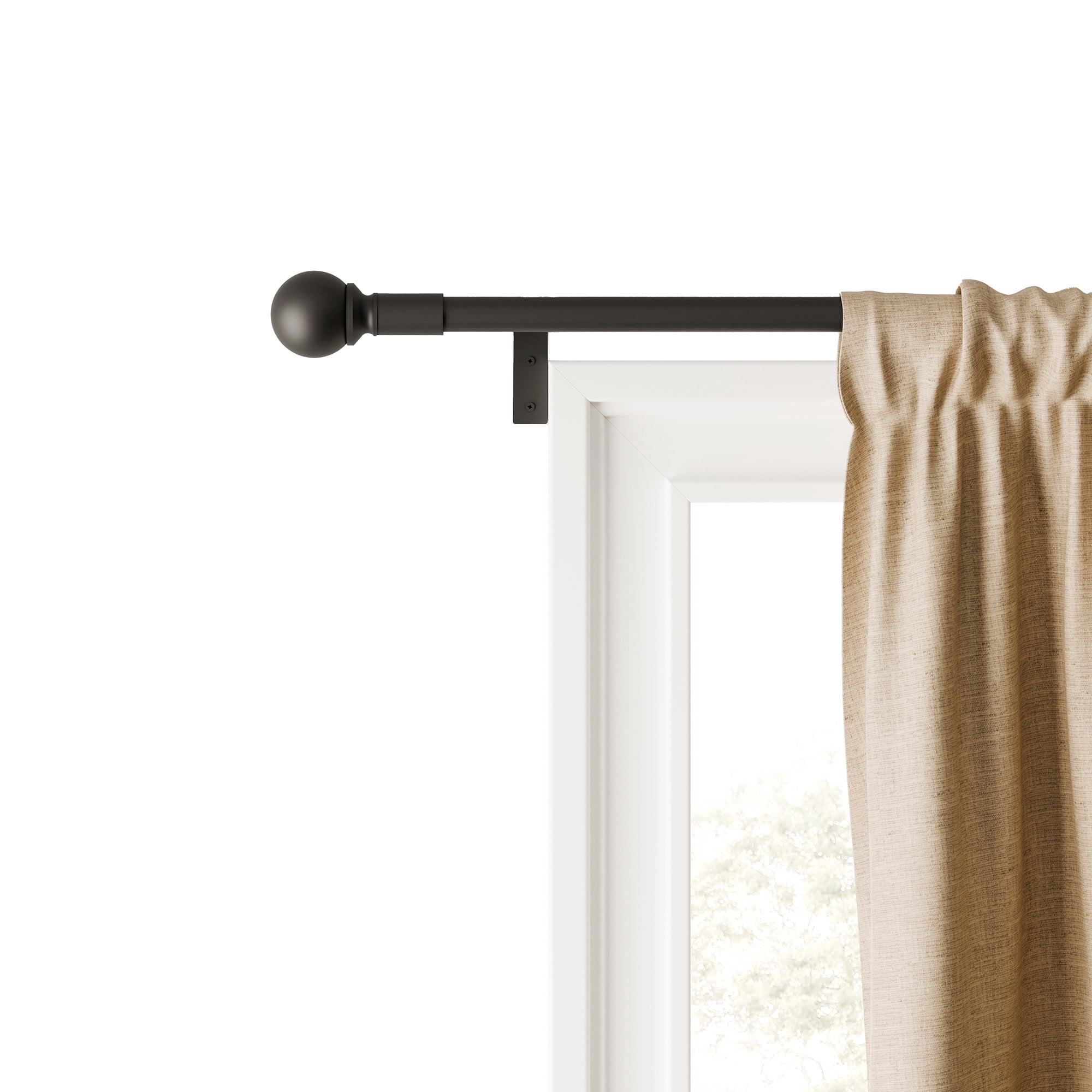 Mainstays Easy Install Tige décorative de rideau à boule, ajustable, 18 » - 48 », noire