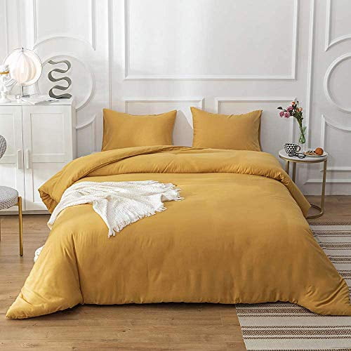 Jumeey Ensemble de Couette Jaune Moutarde Grand Lit Literie Jaune Foncé Couette Format Double pour Femmes Filles Ensembles de Literie Jaune Gingembre Garçons Hommes Couettes Jaune Foncé Literie Moutarde Courtepointes Grand Lit