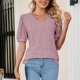 thumbnail image 3 of RKSTN Womens Tops Fashion Mesh Breathable Short Sleeve V-Neck Blouse Tops Comfortable Temperament Solid Color Tops, 3 of 4