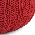 thumbnail image 3 of Simpli Home Shelby Pouf Rond Bohème en Tricot à la Main en Coton Rouge Bonbon, 3 of 5