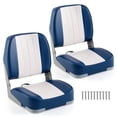 thumbnail image 1 of Costway 2-Pack Folding Boat Seats with Thick Sponge Padding Fixing Bolts Hinges Blue, 1 of 10