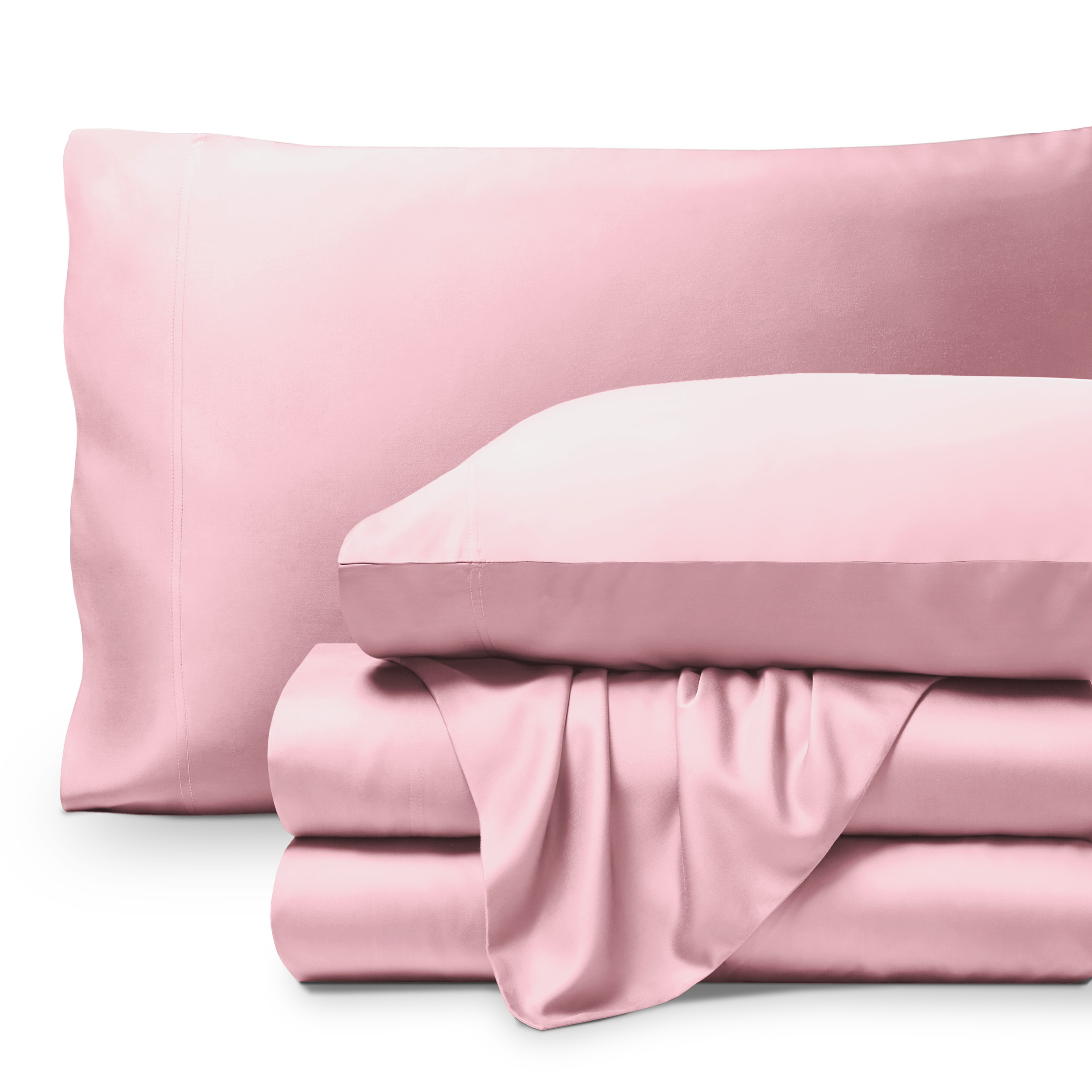 Bare Home Bamboo Sheet Set - Made from Rayon Fibers - Deep Pockets - 4 Piece - Split Head Flex King, Light Pink
