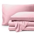 thumbnail image 1 of Bare Home Bamboo Sheet Set - Made from Rayon Fibers - Deep Pockets - 4 Piece - Split Head Flex King, Light Pink, 1 of 7