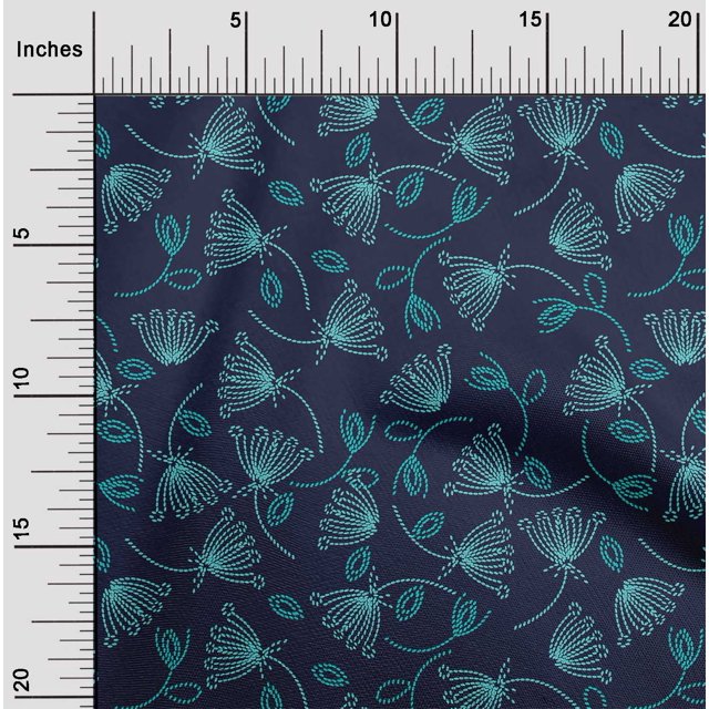 oneOone Tissu Polyester Lycra Feuilles & Floral Imprimé Artistique 1 Yard 56 Pouces de Large