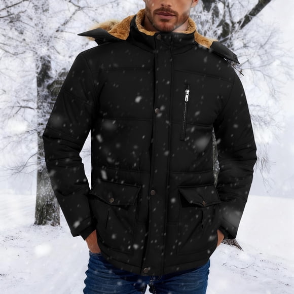 Meichang Men's Winter Jacket with Hood Sherpa Fleece Lined Thicken Parka Ourdoor Warm Waterproof Snow Ski Coat