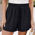 thumbnail image 2 of AherBiu Plus Size Shorts for Women Elastic Waist Drawstring Summer Casual Wide Leg Loose Fitting Solid Color Shorts, 2 of 7