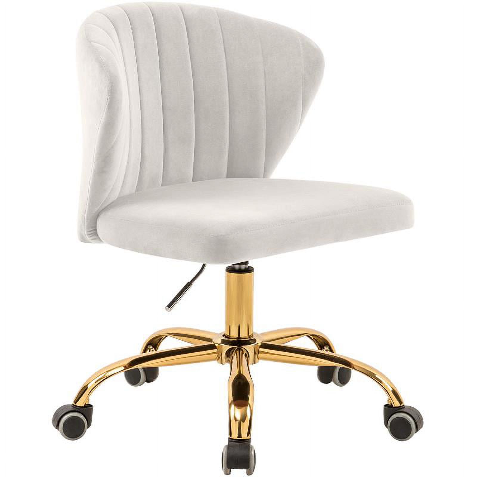 Meridian Furniture Finley Chaise de Bureau Pivotante Réglable en Velours Crème et Or