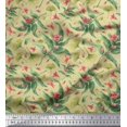 thumbnail image 1 of Soimoi Beige polyester Crepe Fabric Leaves & Azalia Floral Print Fabric by Yard 42 Inch Wide, 1 of 5