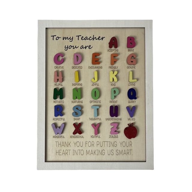 Cadeau Personnalisé pour Enseignant, Logo Alphabet Personnalisé, Plaque de Motivation pour Enseignant, Merci pour Vos efforts pour Nous Rendre Intelligents et Motivés
