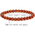 thumbnail image 2 of Bracelet Extensible Unisexe en Perles Rondes de 6 mm en Agate Rouge Naturelle à Six Mots, 2 of 4