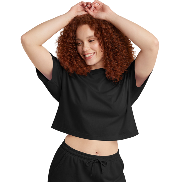 Hanes Originals T-Shirt Court pour Femmes, TP, Noir