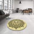 thumbnail image 4 of Ahgly Company Tapis d'Intérieur Lavable à la Machine, Carré, Transitionnel, Jaune Moutarde, Tapis de Zone, 3 Pieds Carré, 4 of 7